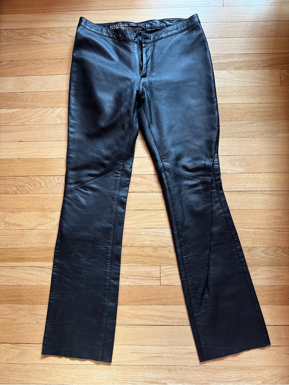 Low Rise Leather Flare Pants